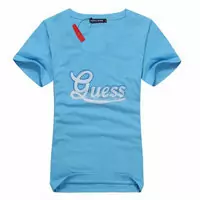 tee shirt mujer guess short sleeve genereux cotton 2013 france sm music cyan